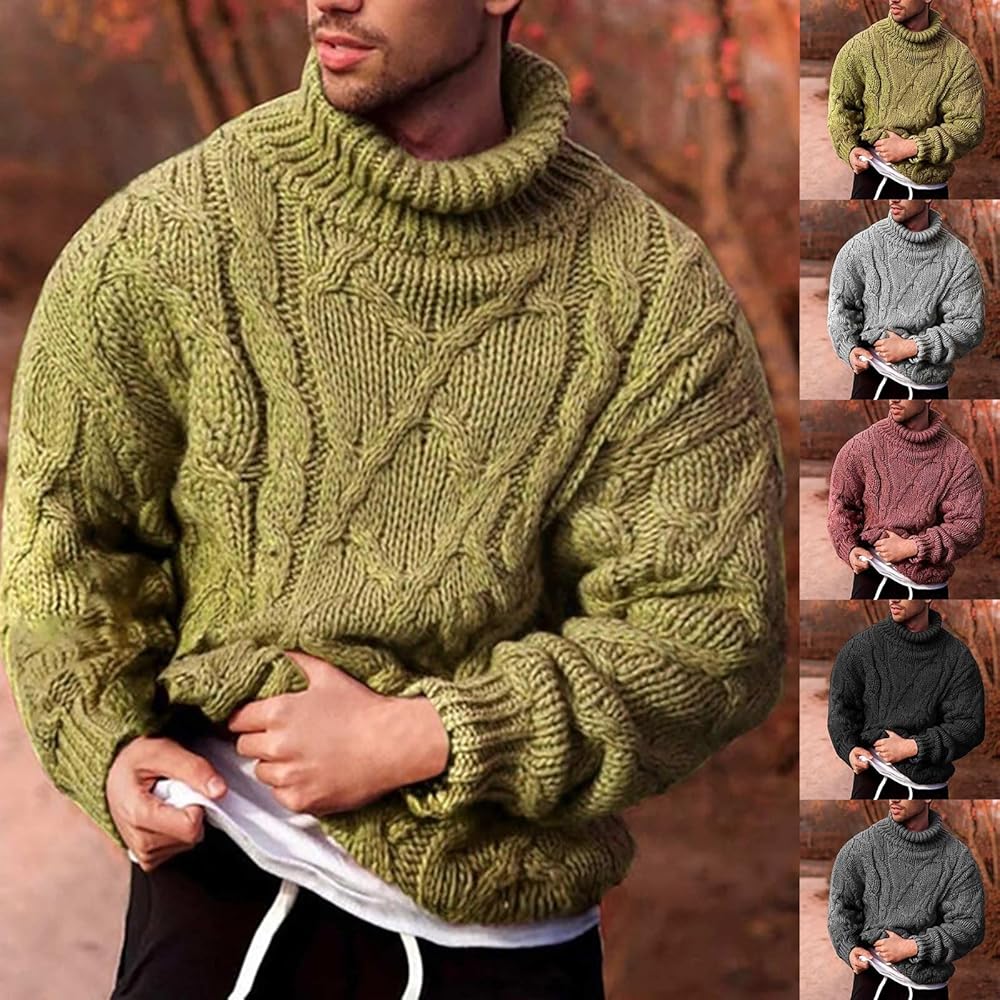 xoxingysm Mens Turtleneck Sweaters Winter Thick Ribbed Knit